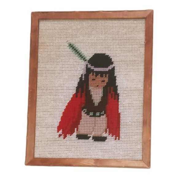 Native American Indian Picture on Wood‎ Background - Picture 1 of 6